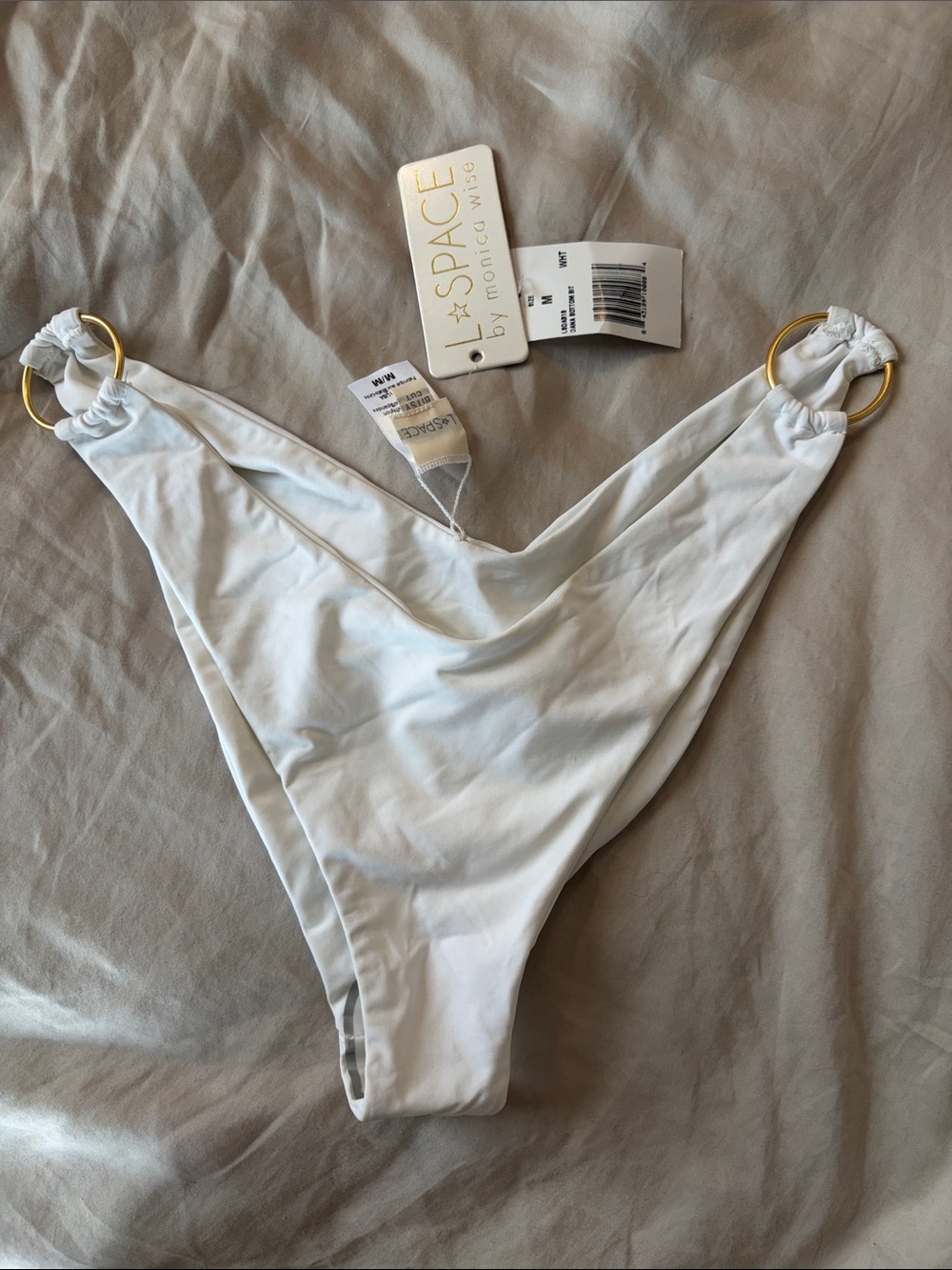 l*space White Bikini Bottom with Gold Rings